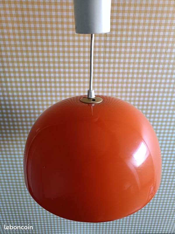 Suspension orange en verre vintage (image 1)