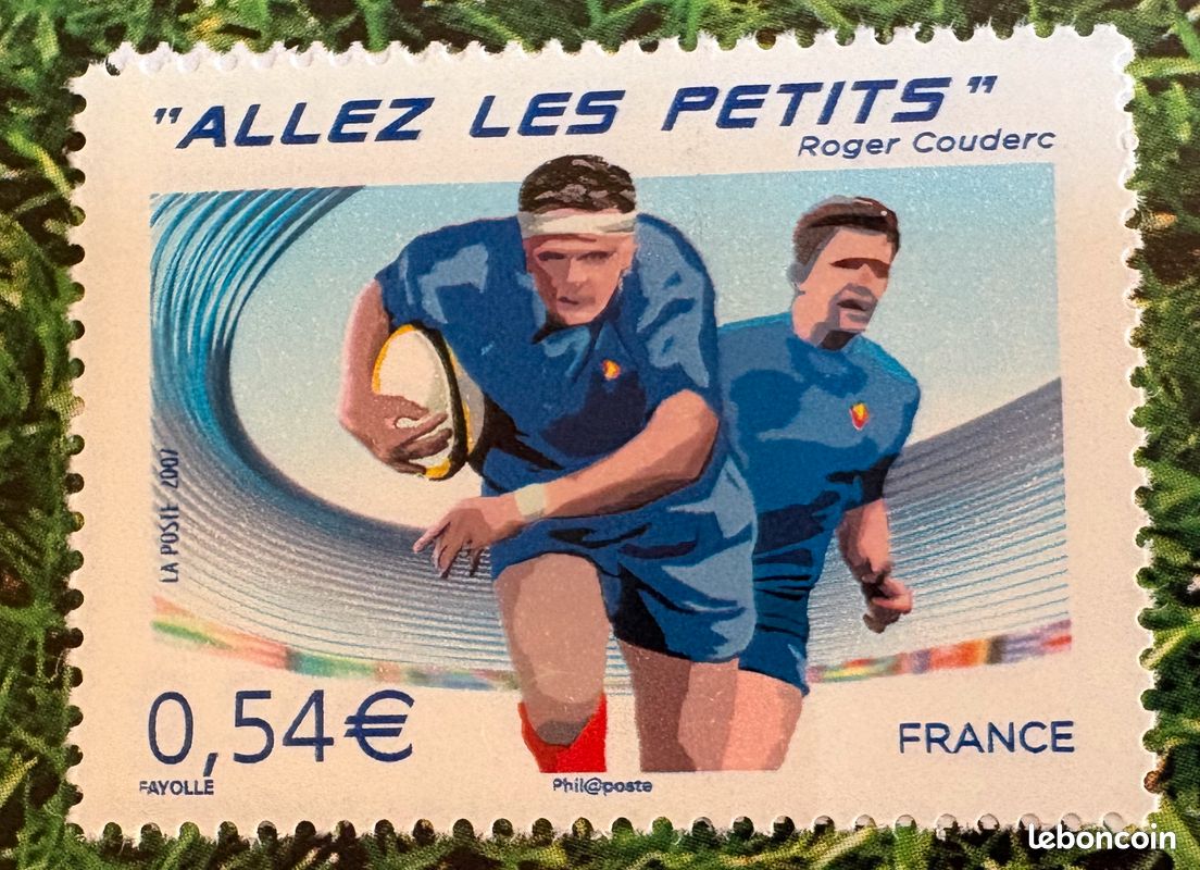 document en 3 volets avec le timbre a 3 euro coupe du monde de rugby 2007