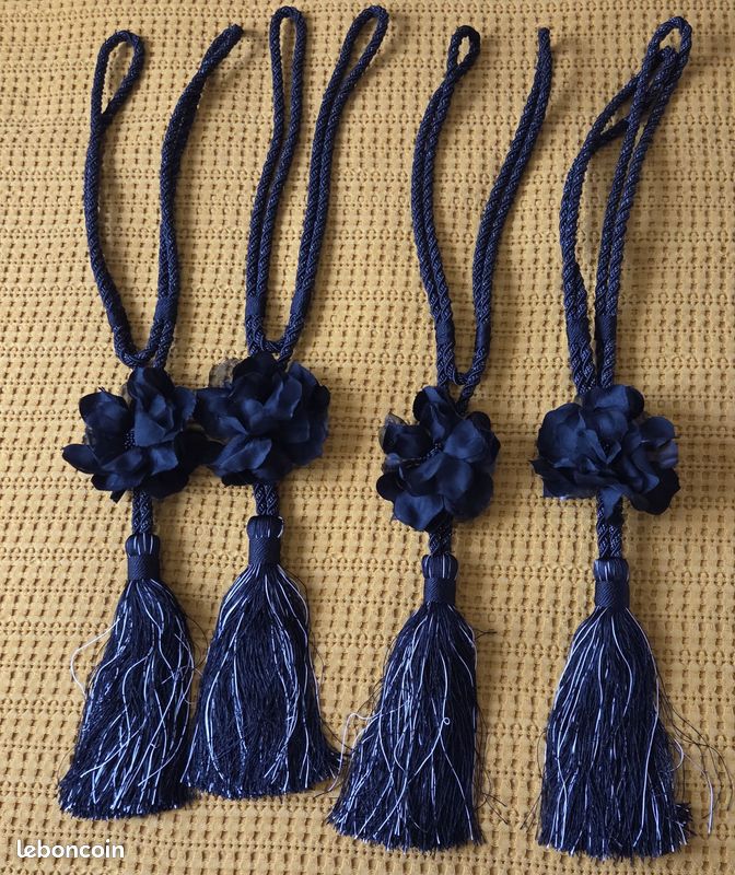 Bel Avenir Embrasses décoratives avec pompons faites à la main pour rideaux (noir, 2