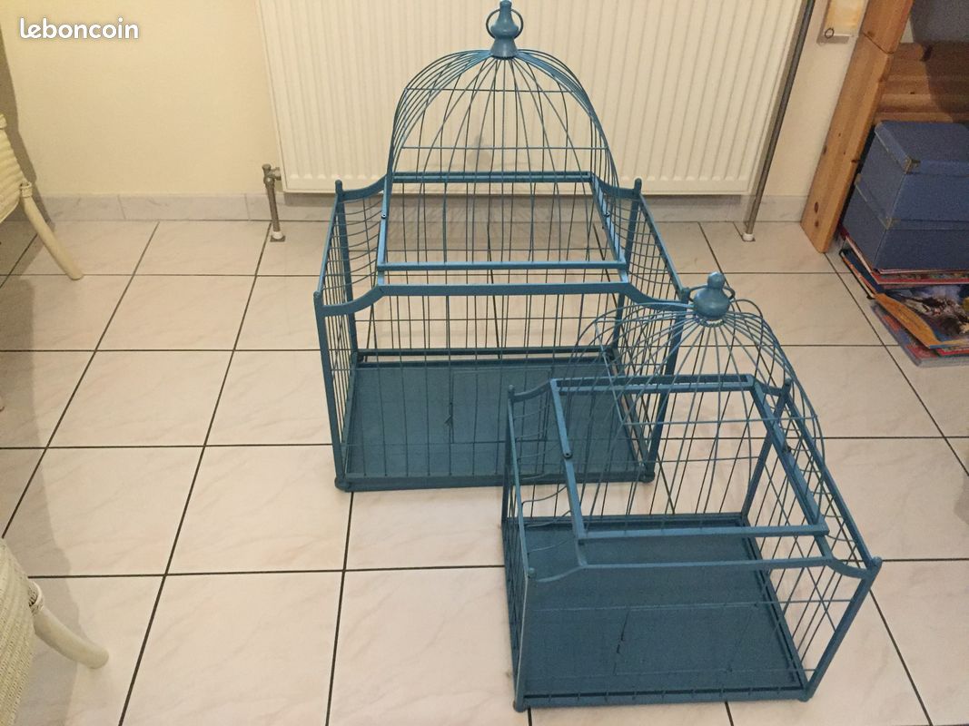 Cage à oiseaux de décoration coloris bleu grande taille (image 12)