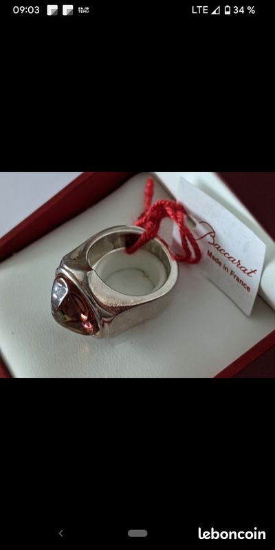 Bague Baccarat Murmure En Argent 925 Et Cristal - Taille 55 - Occasion Avec écrin