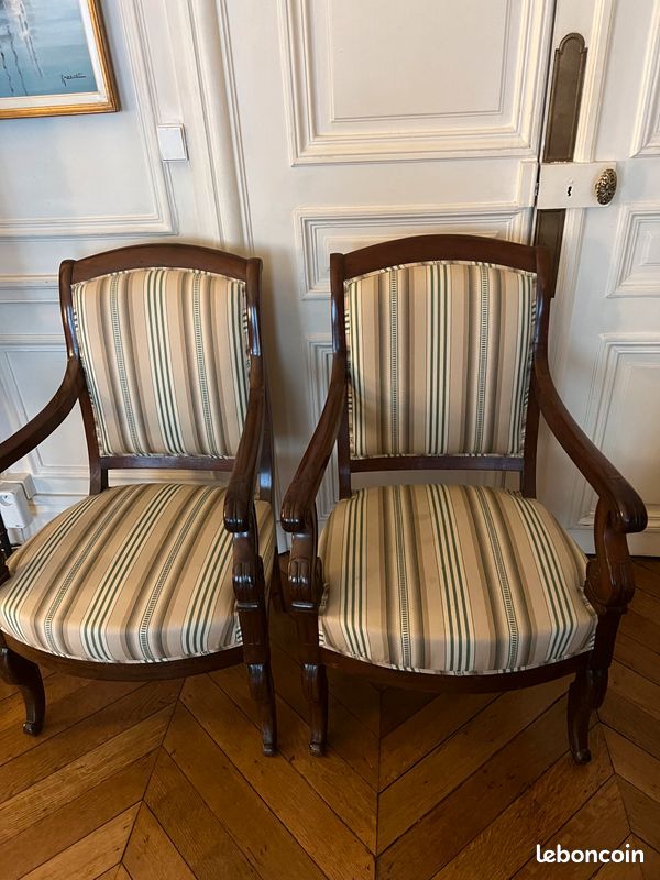 Paire de fauteuils à Crosse - Retapissés - XIXème (image 6)