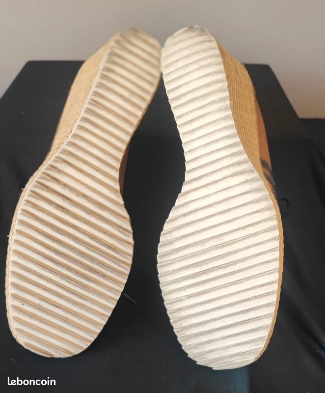Marc jacobs - baskets compensées - toile couleur café + cuir verni bleu - pt 37 (image 8)