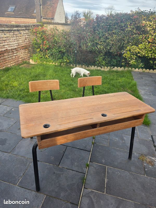 Banc d'écolier chêne (image 4)