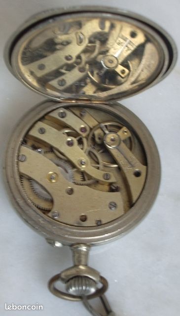 Montre De Gousset Vintage - Boîtier En Argentan 49mm - Cadran Blanc Chiffres Romains - France