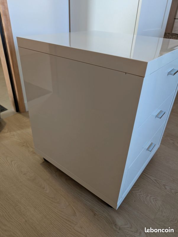 Caisson de rangement bureau blanc laqué (image 3)