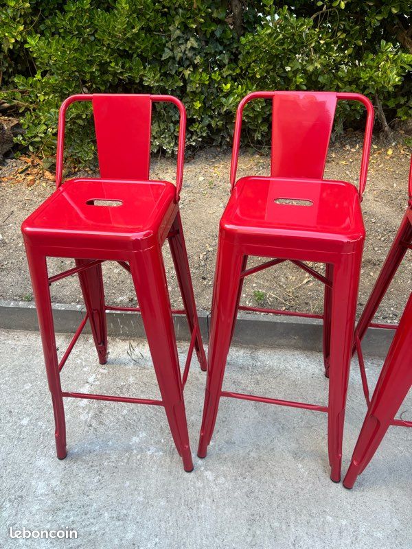 4 tabourets de bar bistrot rouge H77cm neufs (image 2)
