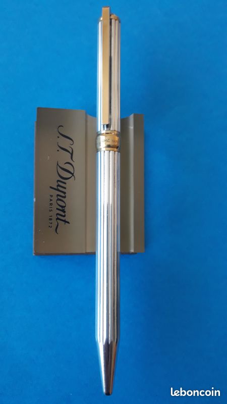 Stylo Roller S.T. Dupont Plaque Argent Motifs Facettes - Occasion Très Bon état