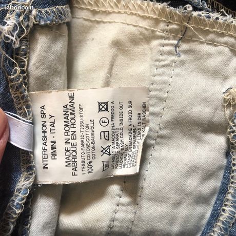 Pantalon Court (pantacourt) Girbaud Vintage - Bleu Satiné étoilé - Taille 36 - Occasion Excellent état