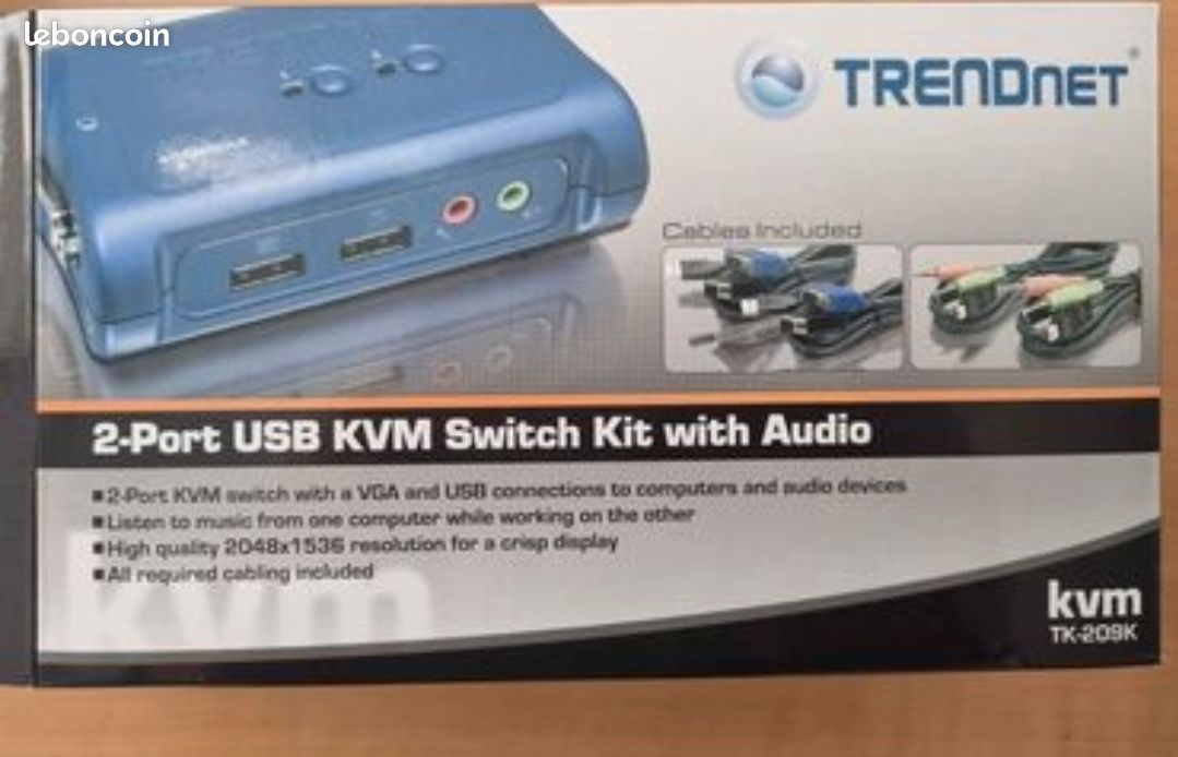 Kvm switch informatique 2 Ports VGA/USB/Audio (image 1)
