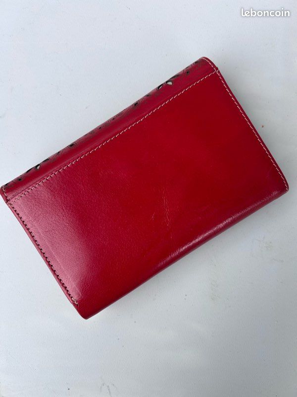 Porte feuille cuir rouge 10x15 (image 2)
