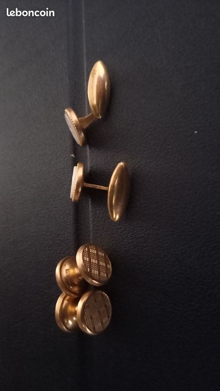 2 paires boutons manchettes plaqué or (image 2)
