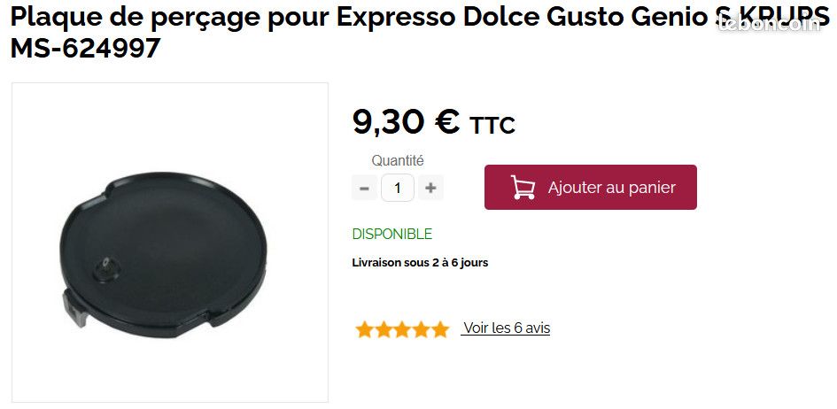 TLT PARTS Plaque Percutrice Pour Cafetière Krups Dolce Gusto – Pièce Rechange Originale MS-622718
