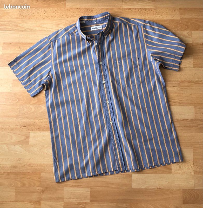 Chemise homme Balmain bleu rayé Taille L en très bon état (image 2)