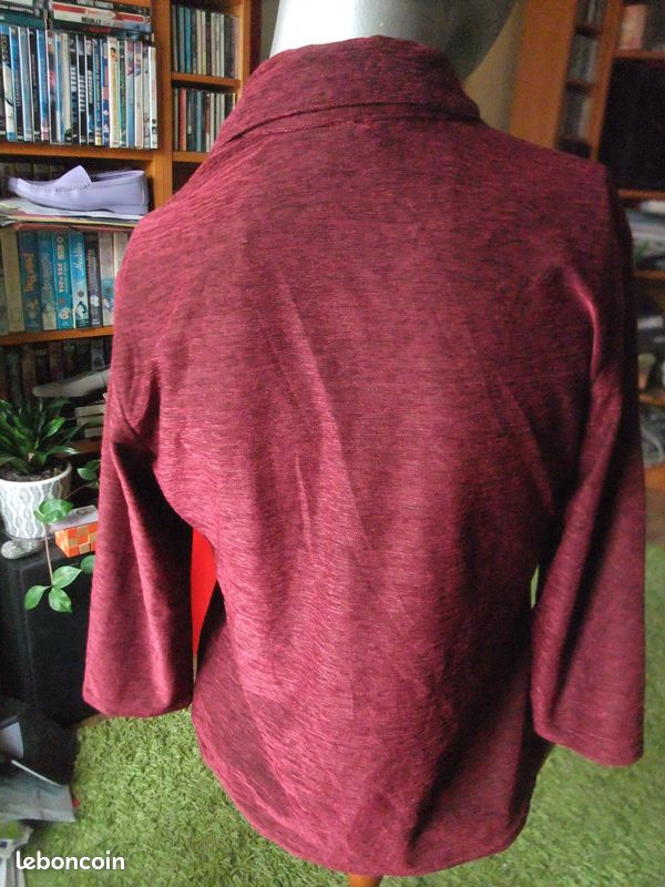 Haut à Manches 3/4 Pimkie - Couleur Bordeaux Et Noir, Taille L (plus) - Occasion Très Bon état