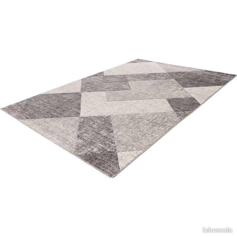 Tapis moderne géométrique effet 3D Diano Argenté 120x170 (image 3)