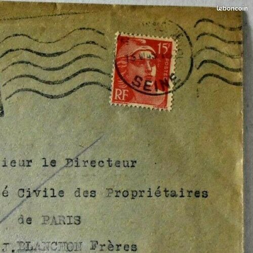 15 francs sur pli de 1949 - Marianne de Gandon - Oblitéré (image 3)
