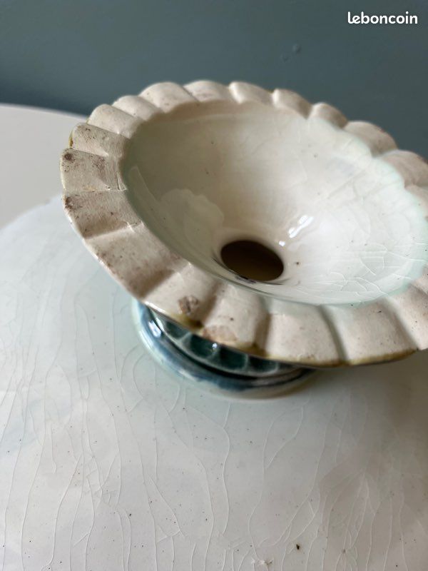 Barbotine d’Onnaing - coupe sur piédouche modèle « les fraisiers » - époque fin XIXe (image 8)