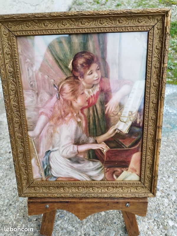 Tableau papier peint encadrement doré très ancien (image 5)