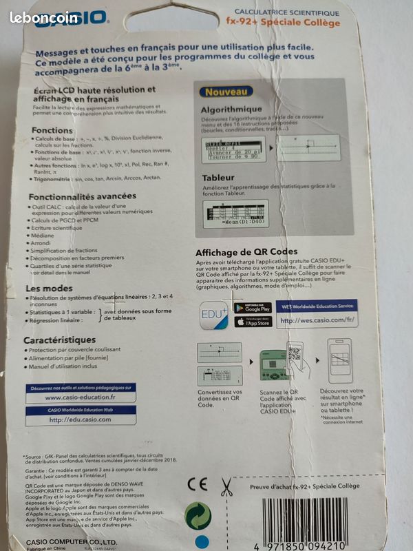 Calculatrice Scientifique FX-92+ neuve Papeterie Fournitures