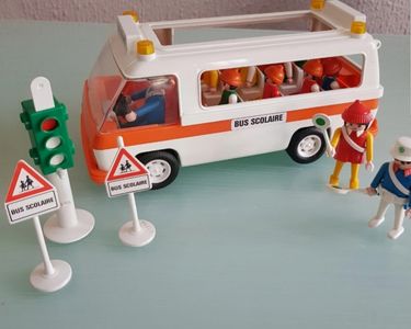 PLAYMOBIL REF 3521 Signal De Circulation Bus Scolaire Ancien Arrêt