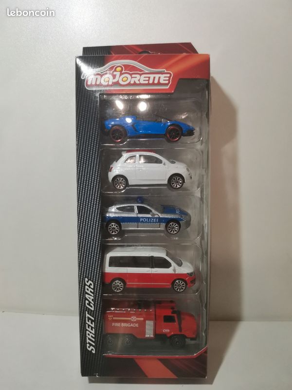 Coffret majorette 5 voitures Street cars police pompiers (image 1)