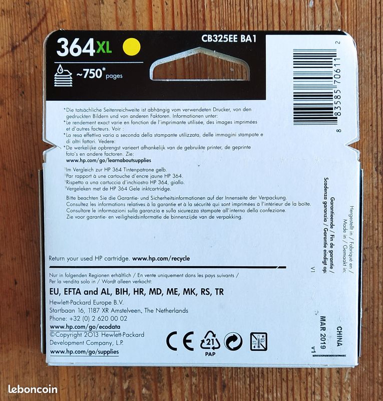 Cartouches D'encre HP 364XL Jaune - 2 Boîtes Neuves Originales