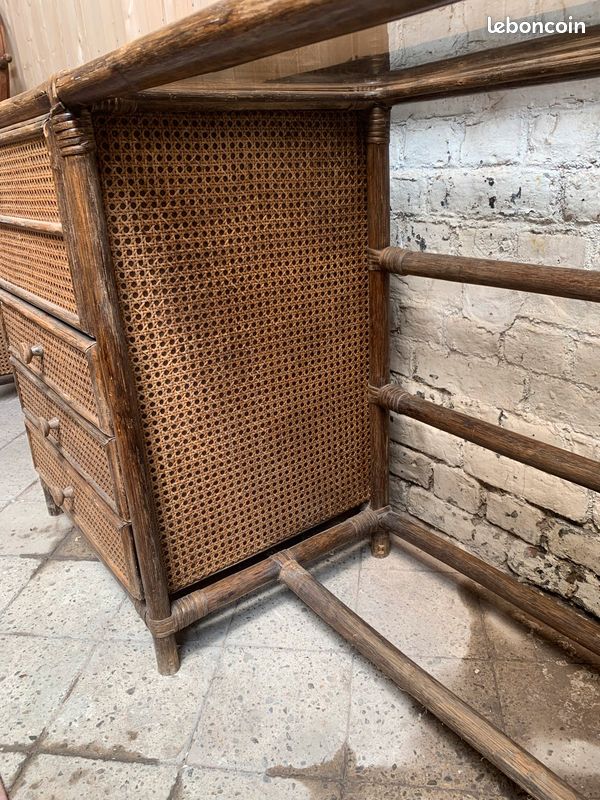 Ancien meuble de métier de coiffeur en rotin (image 8)