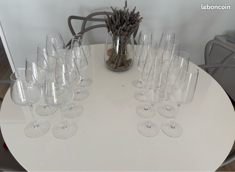 Lot De 8 Verres Tumbler En Verre à Bord Argenté Vintage