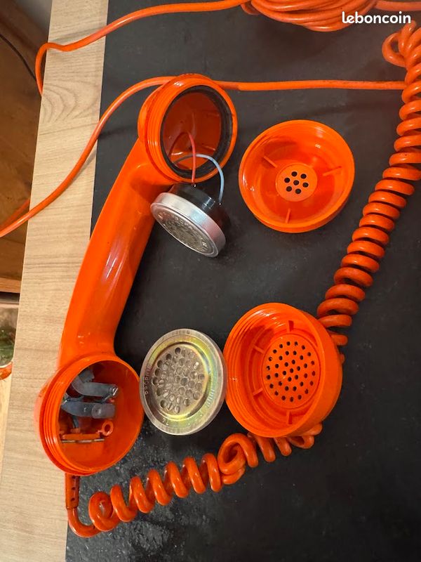 Téléphone vintage Socotel orange à cadran, 1977, téléphone rétro