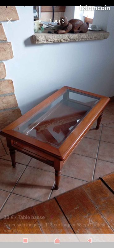 Table basse en verre et bois (image 2)