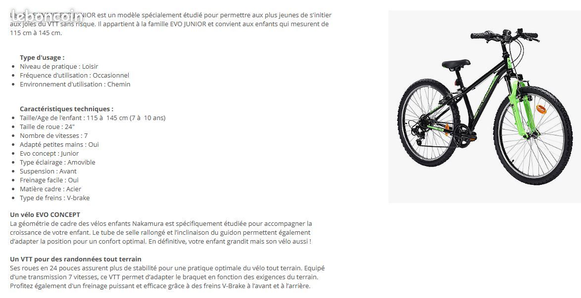 Bicyclette Taille L Velo Route Roue Taille Cadre Velo 24 Pouces