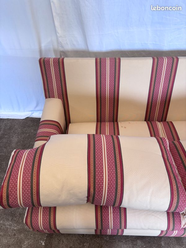 [PAIRE DISPONIBLE] Canapé 2/3 Places – Style Classique à Rayures (image 7)