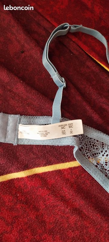 Soutien-gorge push-up gris clair taille 90C avec petit noeud sur le devant (image 3)