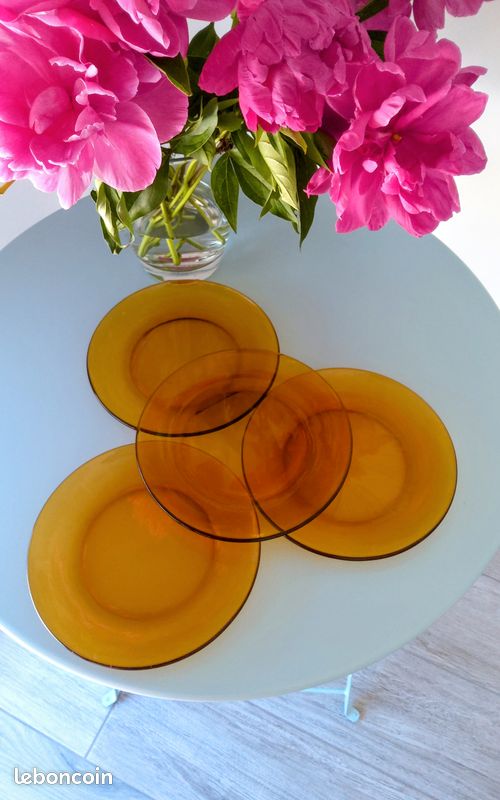 🌞 Duralex vintage – 4 assiettes à dessert ambrées (image 5)