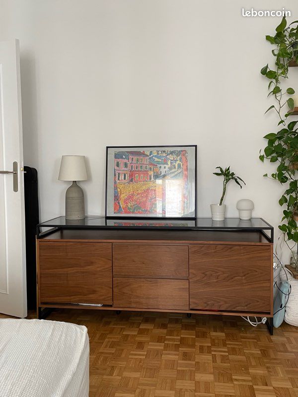 Buffet enfilade en bois avec tablette verre (image 3)