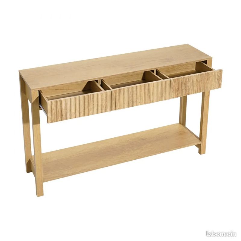 Console Campagnarde 120 cm - 3 Tiroirs et Étages (image 3)