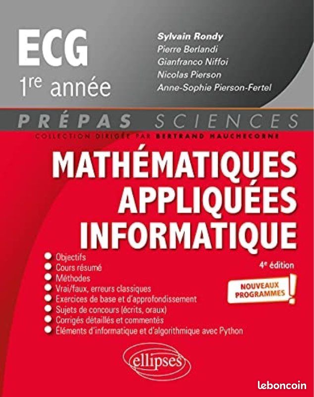 Je vends le Manuel de MATHÉMATIQUES APPLIQUÉS INFORMATIQUE de Sylvain Rondy (image 1)