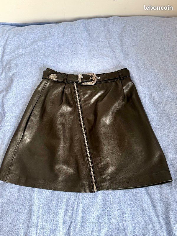 Jupe Femme Avec Inserts Cuir MAJE Taille 36 - Occasion Très Bon état Multicolore
