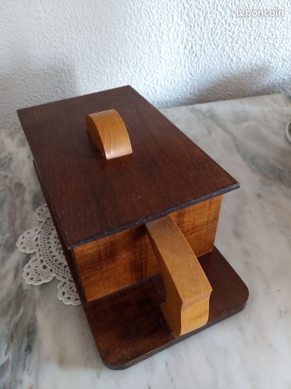 BOITE BISCUITS OU bonbons Art déco Années 1930 Verre et Bois