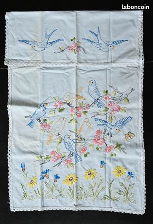 Coupon De Tissu Vintage Fleuri Ancien - 54x73 Cm - Coton - Motif Fleurs Anciennes - France