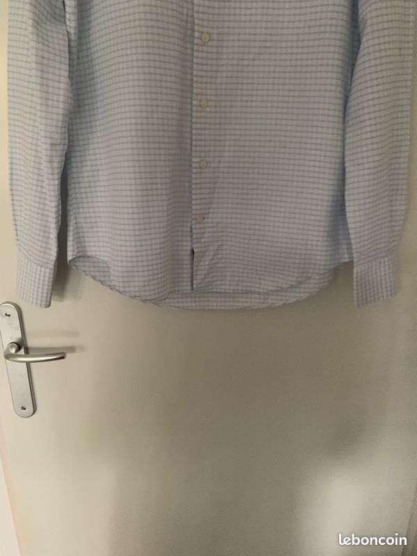 Chemise Suitsupply blanche à carreaux bleus neuve sans étiquette (image 5)