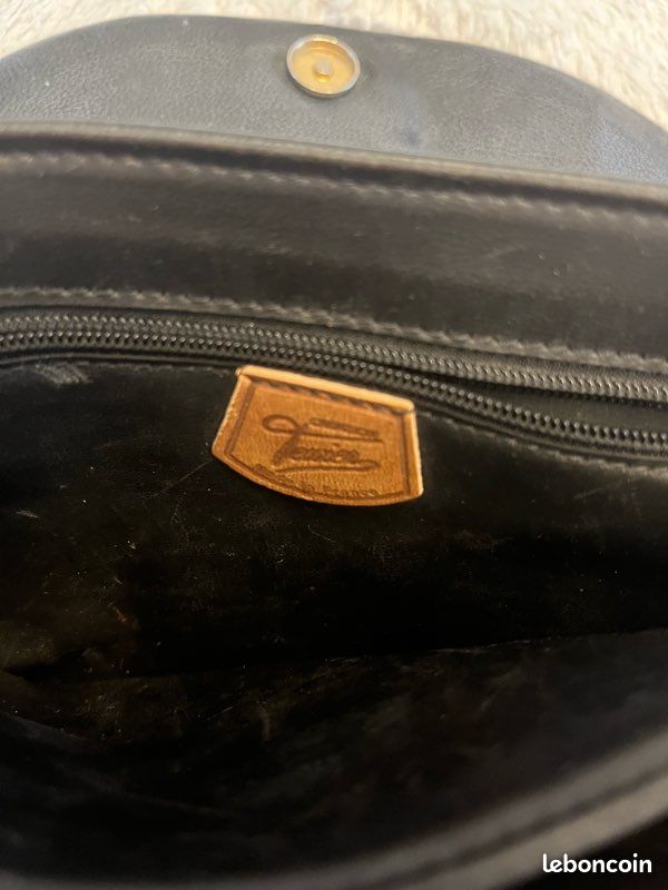 Sac bandoulière Texier vintage cuir noir véritable – fabrication française (image 8)