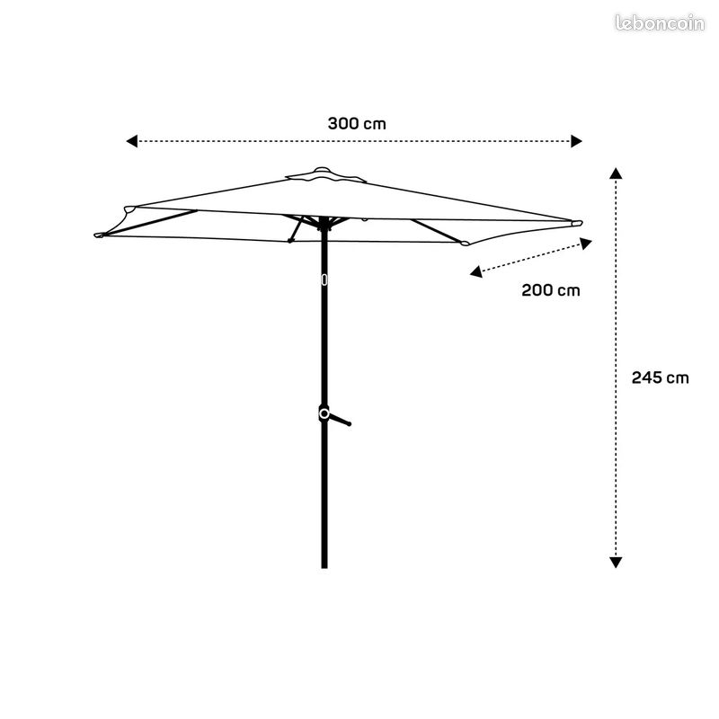 Parasol rectangle beige hestia avec pied (image 12)