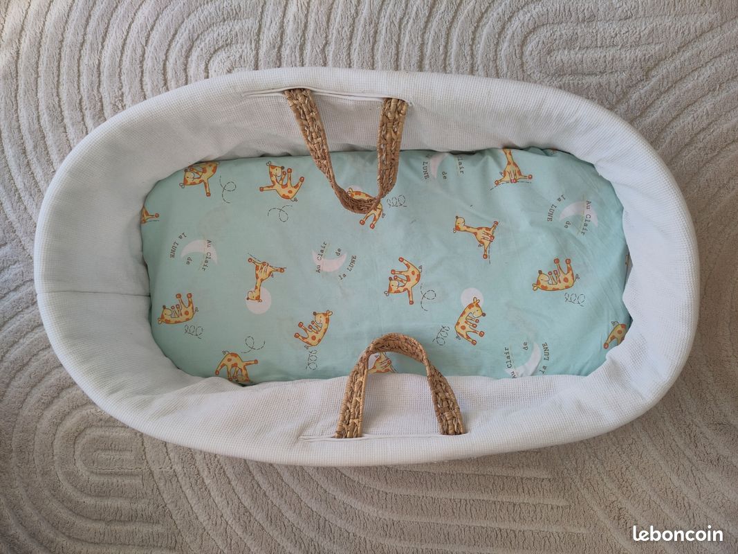 Panier bébé osier + matelas+ drap (image 2)