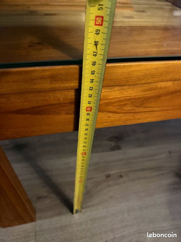 Table basse Teck et bambou 1mx1m (image 3)