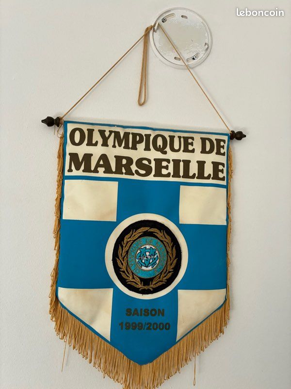 Ancien Fanion Olympique De Marseille OM, Rare, Bleu, Collection Club Français