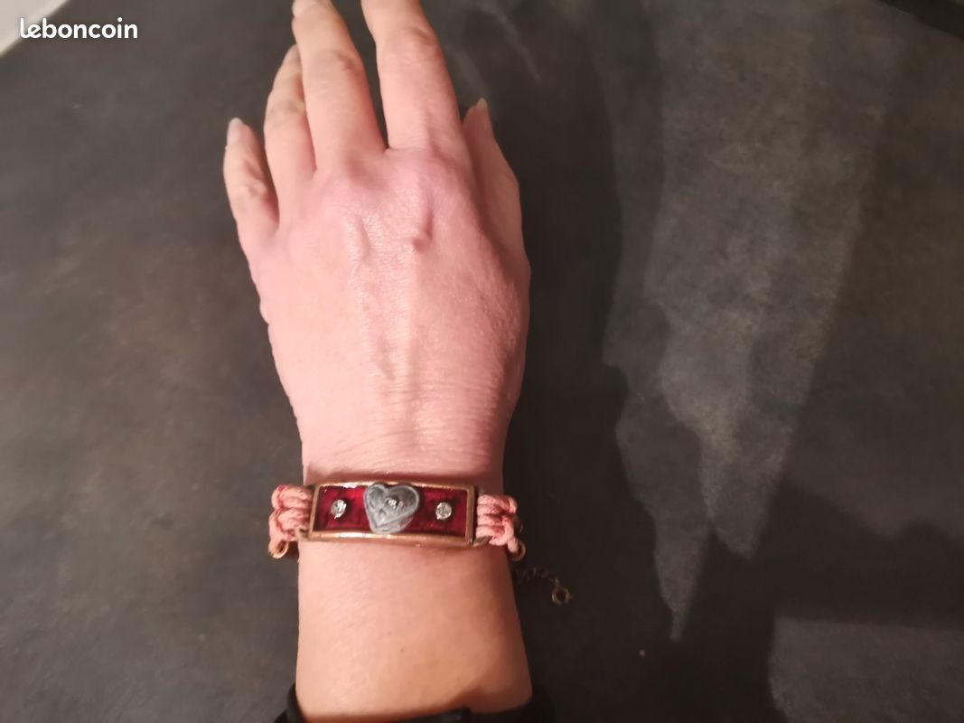 Bracelet cadeau femme cœur strass saumon (image 1)