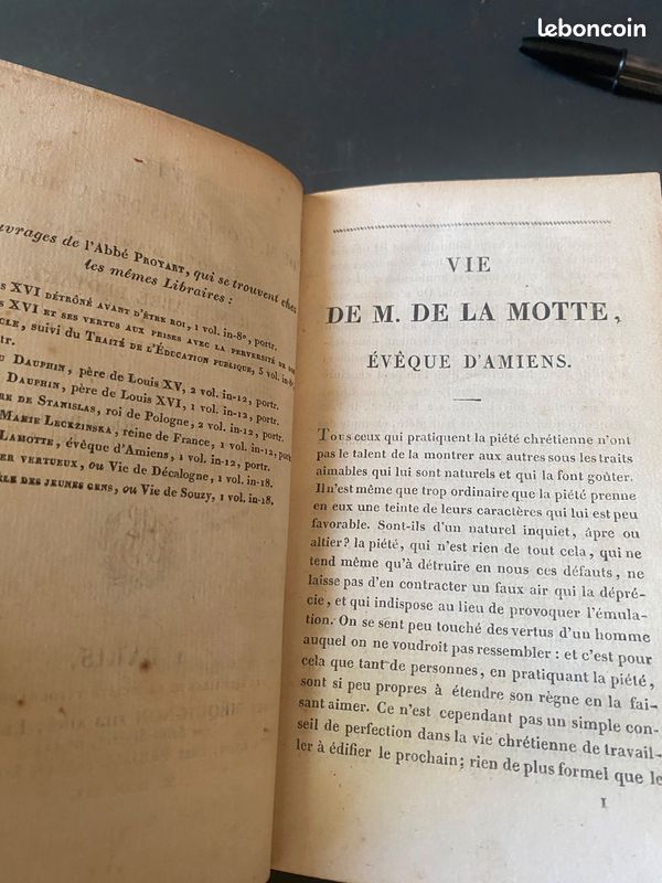 PROYART – Vie de La Motte évêque d’Amiens – 1819 – Portrait – Cuir (image 3)
