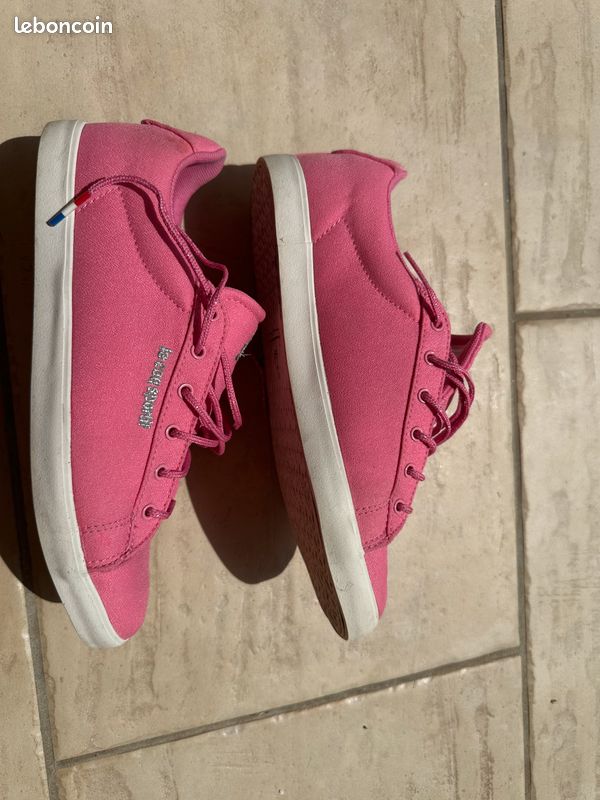 Baskets le coq sportif rose en toile épaisse femme ou enfant (image 2)